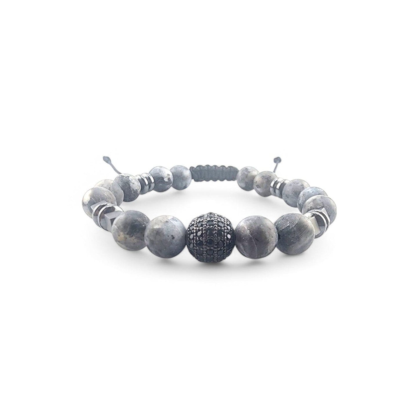 NATURAL STONE BLACK TOURMALINE BEADS ROUND ZIRCON BRACELET