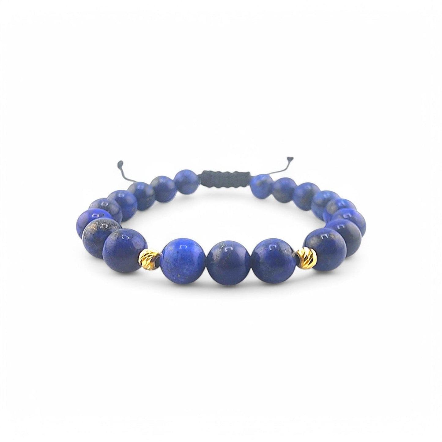 18K GOLD 8MM LAPIS BEADS BRACELET