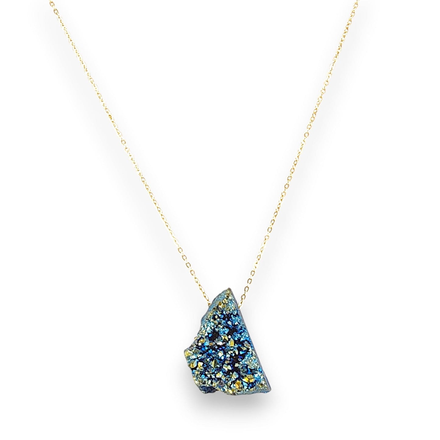 18K BLUE DRUZY NECKLACE