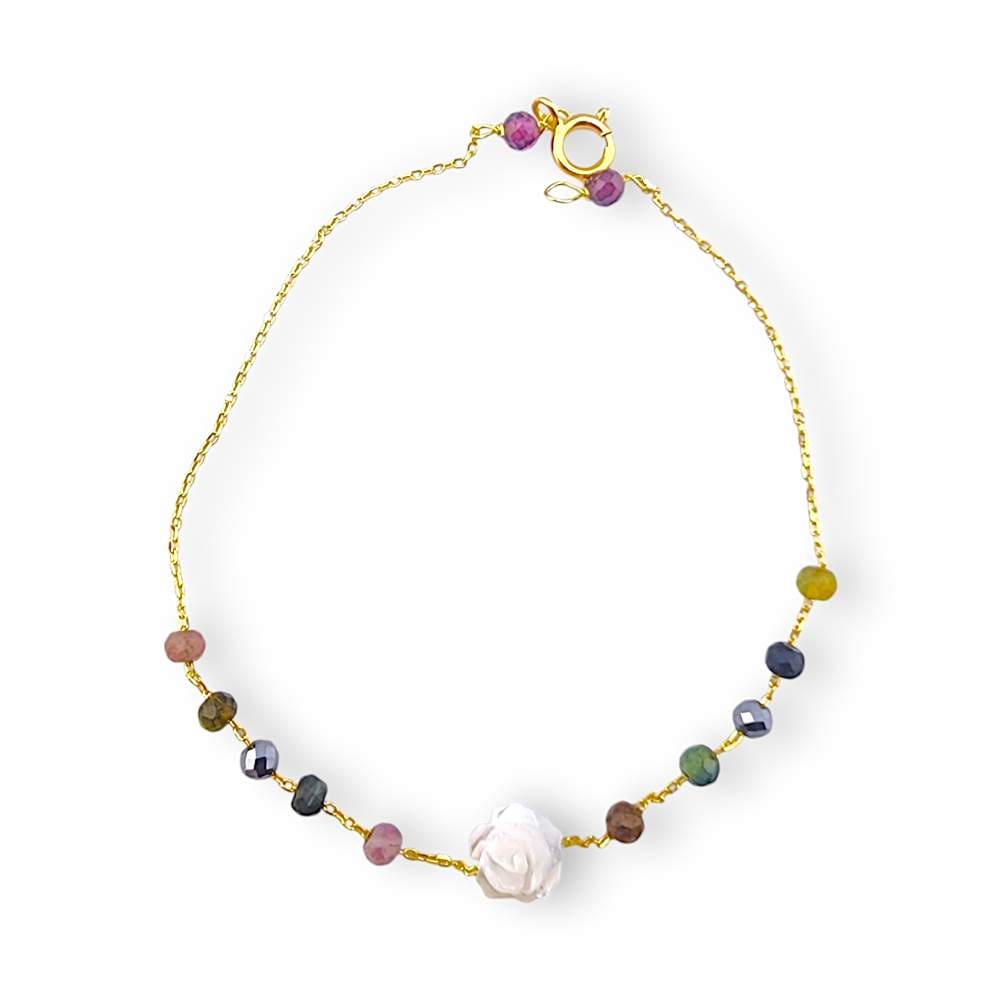 18K GOLD FLOWER TOURMALINE BRACELET