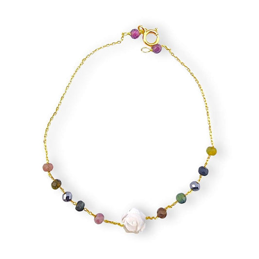 18K GOLD FLOWER TOURMALINE BRACELET