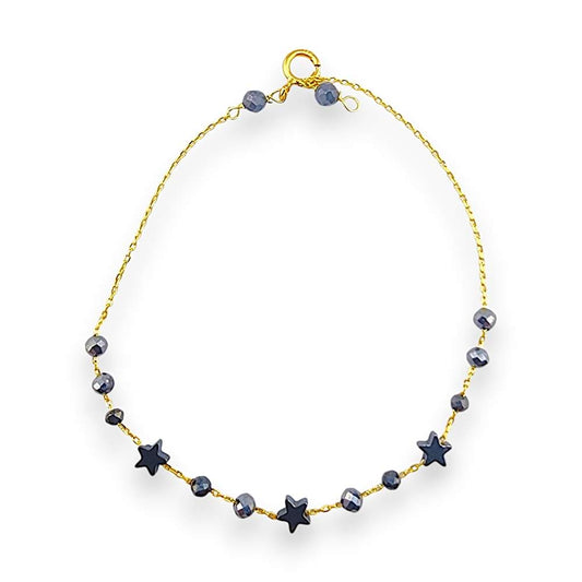 18K GOLD STAR HEMATITE BEADS BRACELET