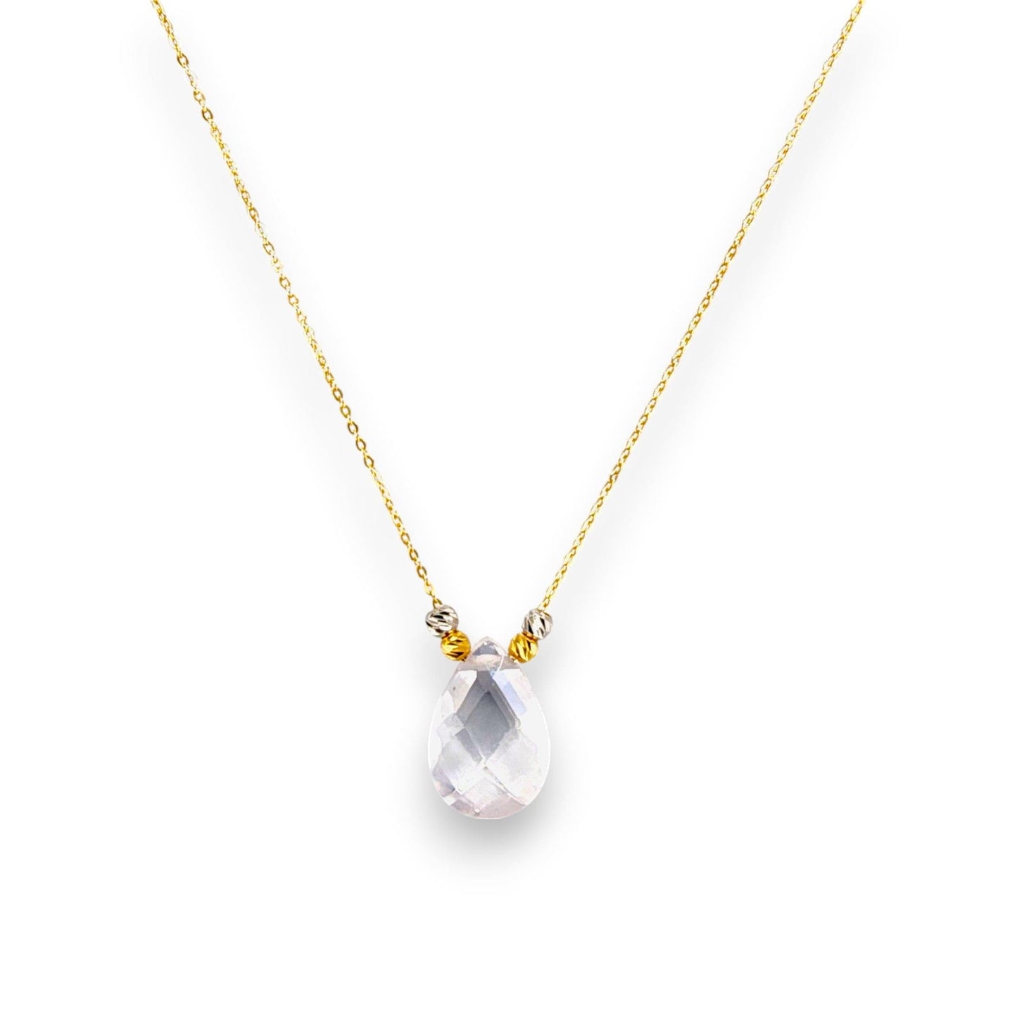 18K GOLD CRYSTAL WHITE NECKLACE