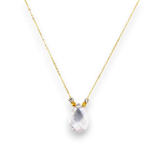 18K GOLD CRYSTAL WHITE NECKLACE