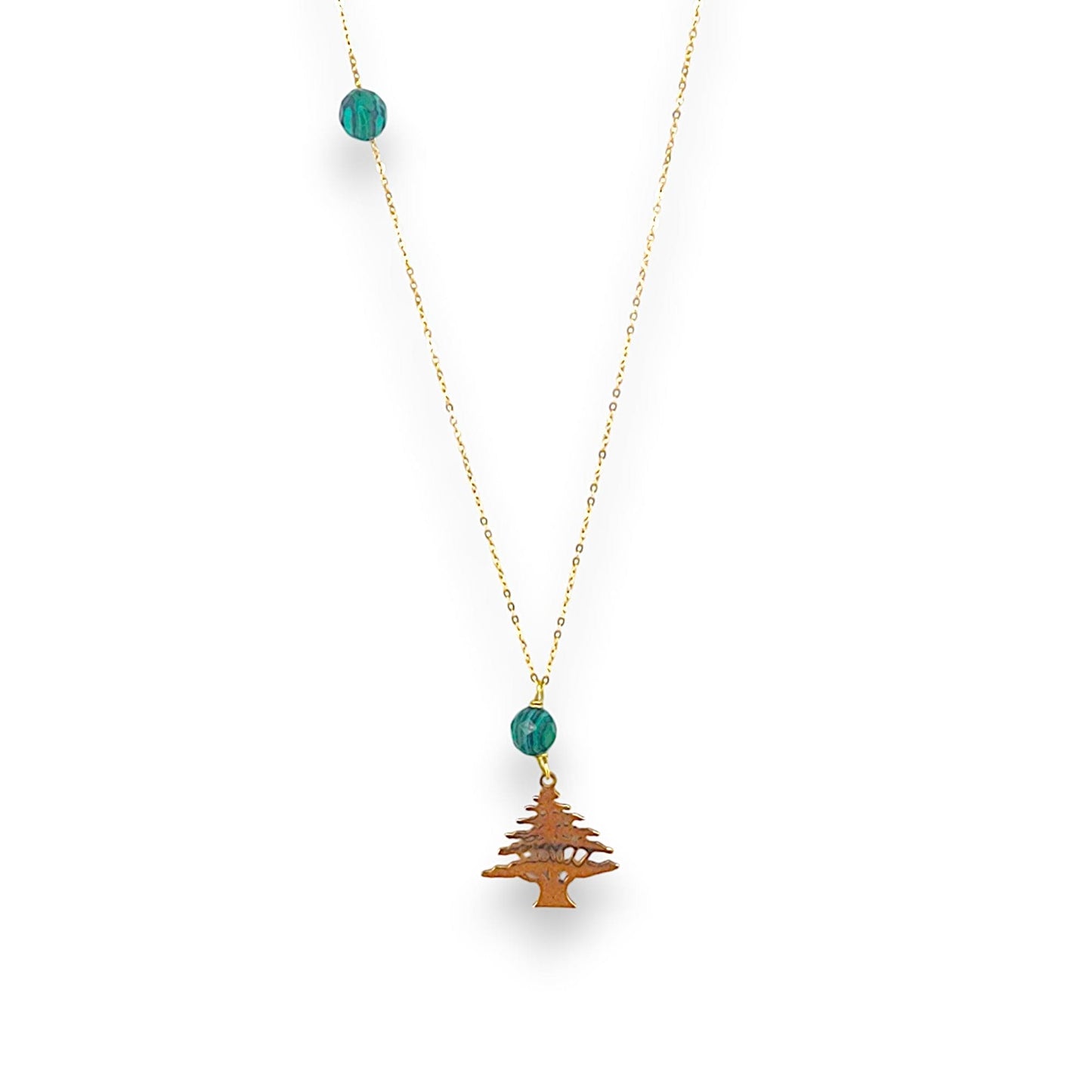 18K GOLD CEDAR MALACIHTE NECKLACE