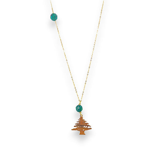 18K GOLD CEDAR MALACIHTE NECKLACE