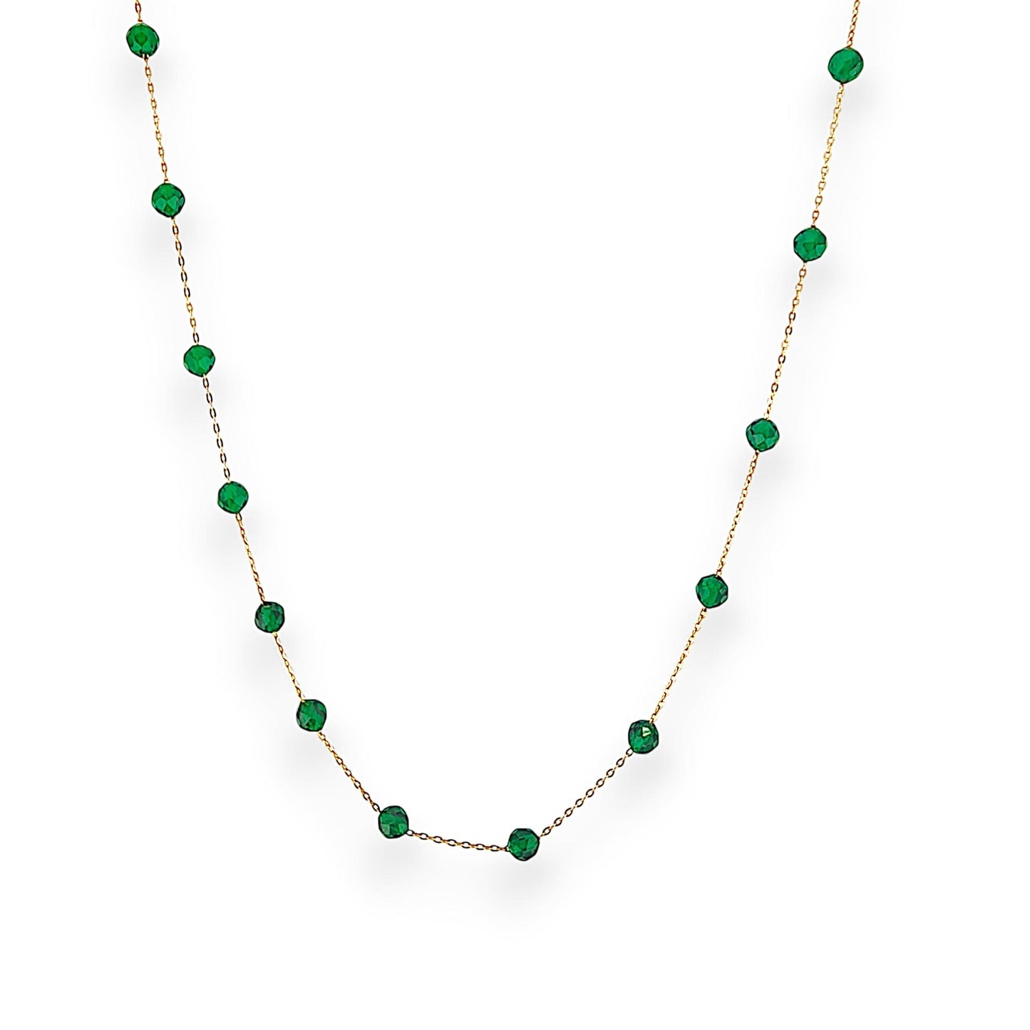 18K GOLD GREEN CUBIC NECKLACE