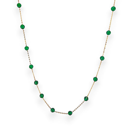 18K GOLD GREEN CUBIC NECKLACE