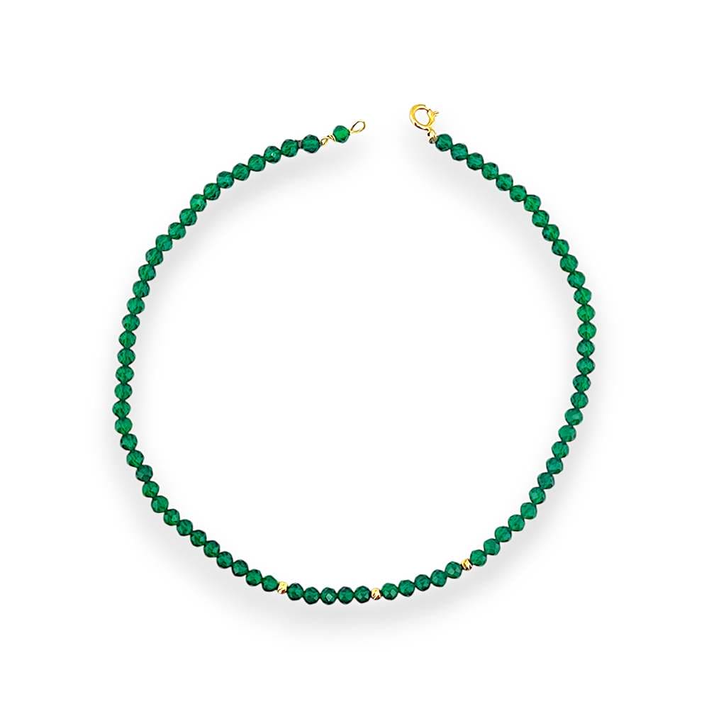 18K GOLD GREEN CUBIC ANKLET