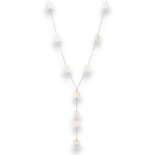 18K GOLD HEART SHELL DROP NECKLACE