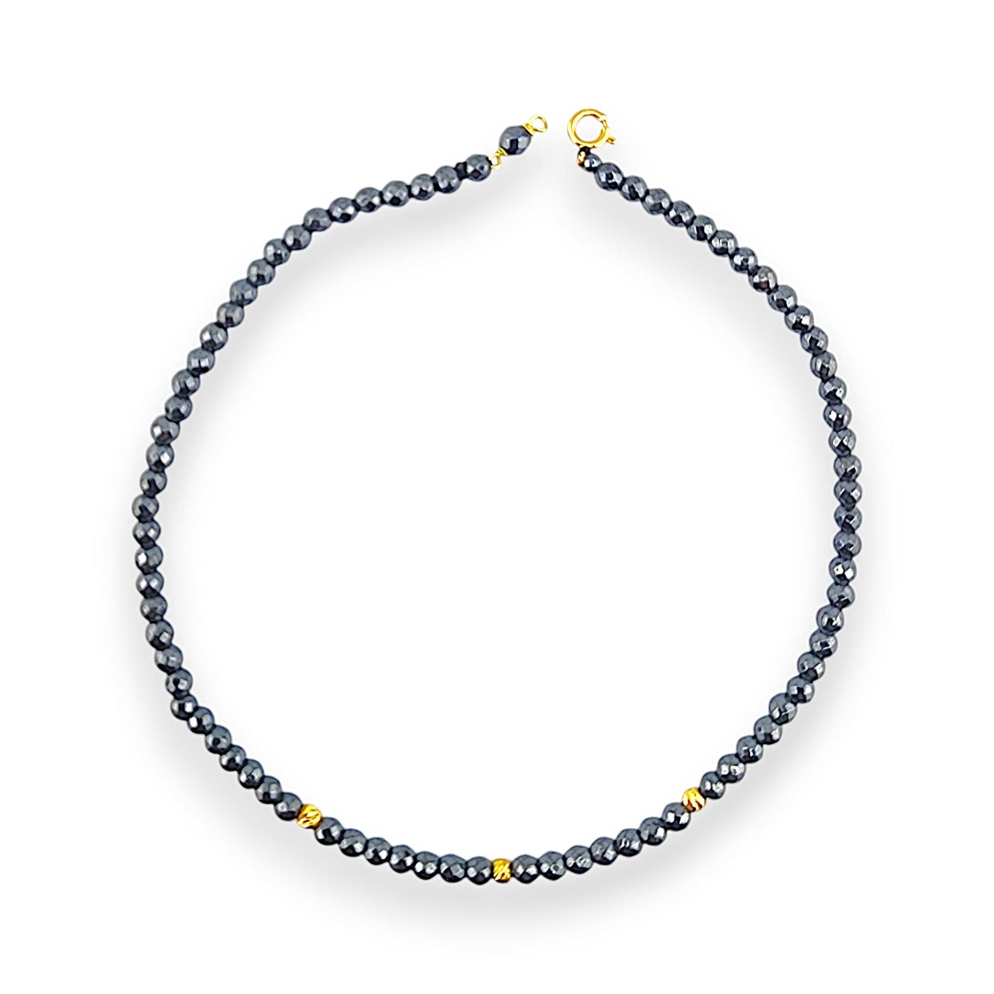 18K GOLD HEMATITE ANKLET