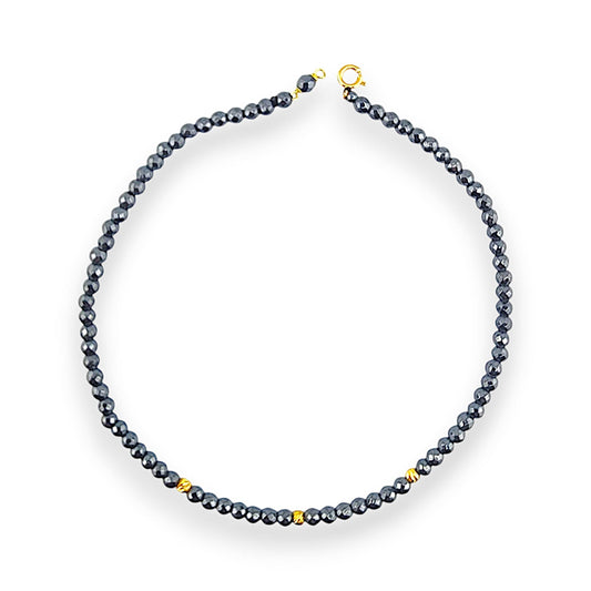 18K GOLD HEMATITE ANKLET