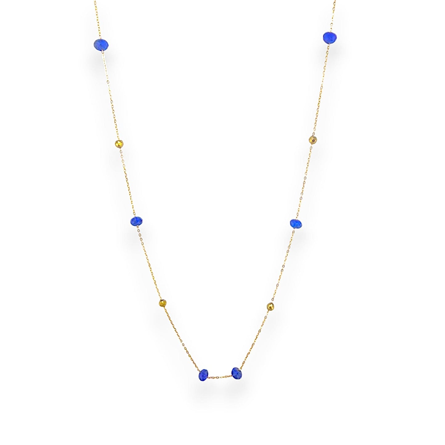18K GOLD LAPIS HEMATITE NECKLACE