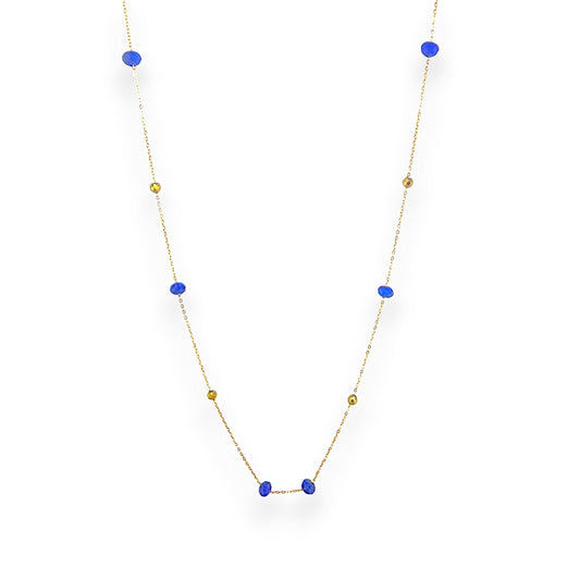 18K GOLD LAPIS HEMATITE NECKLACE