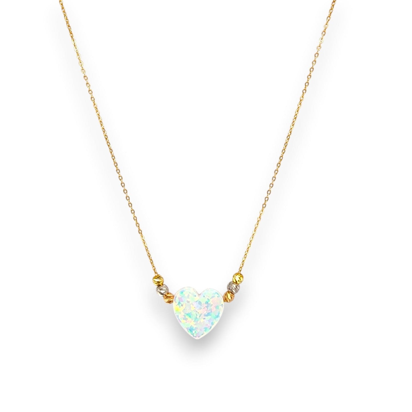 18K GOLD OPAL WHITE HEART NECKLACE