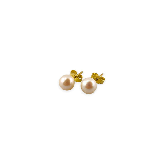 18K GOLD WHITE PEARL ROUND EARRING