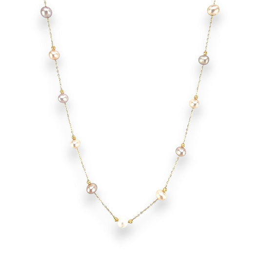 18K GOLD PEARL MULTI COLOR NECKLACE