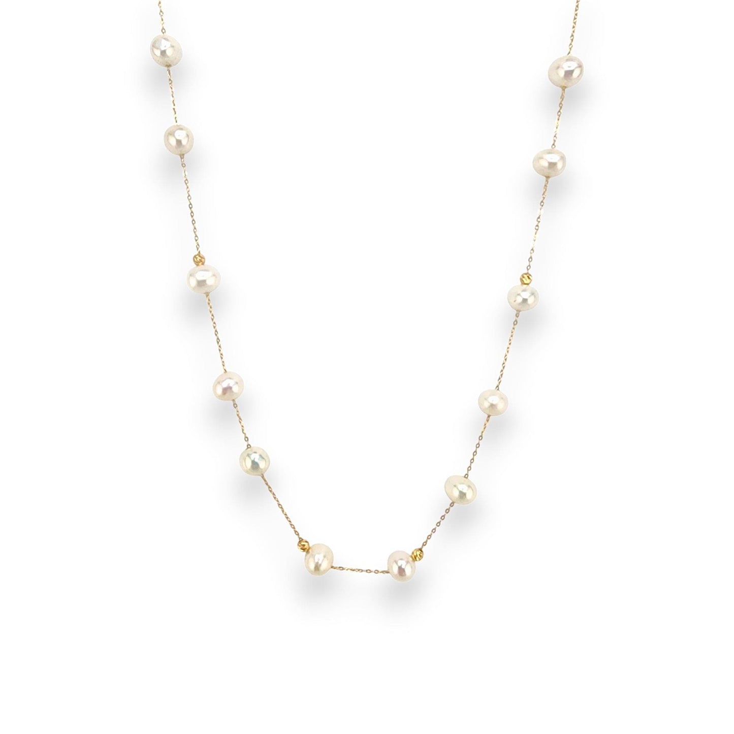 18K GOLD PEARL WHITE NECKLACE