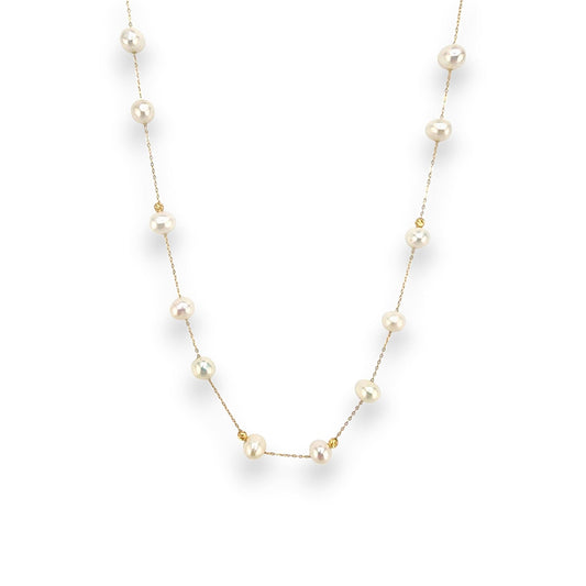 18K GOLD PEARL WHITE NECKLACE