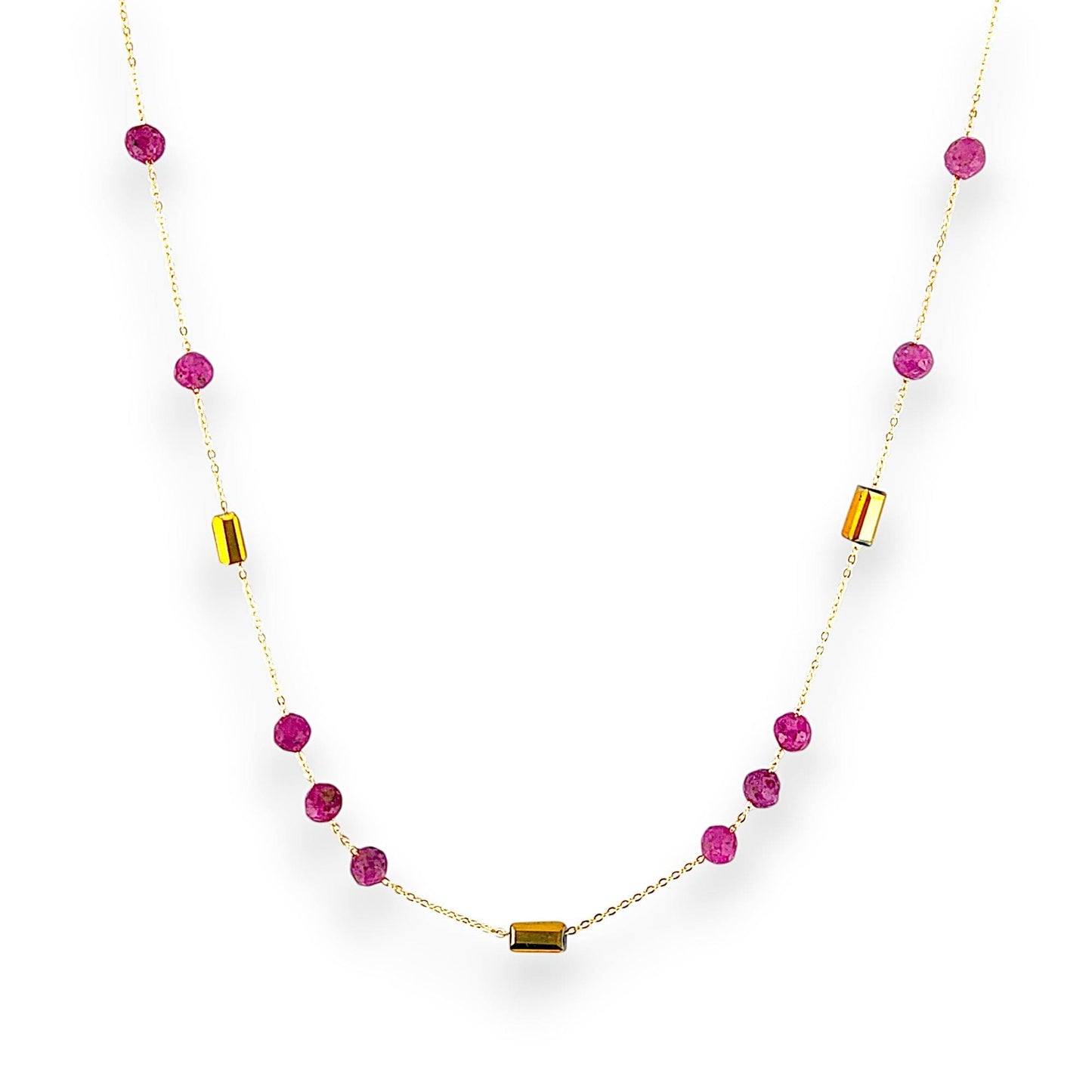 18K GOLD RED CUBIC NECKLACE
