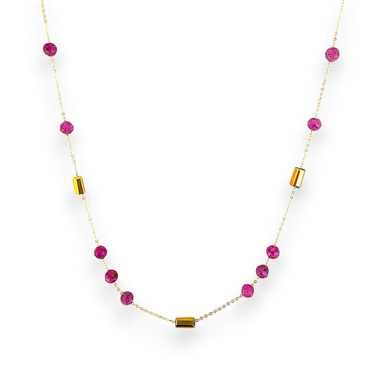18K GOLD RED CUBIC NECKLACE
