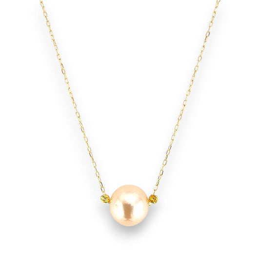 18K GOLD SALMON PEARL NECKLACE