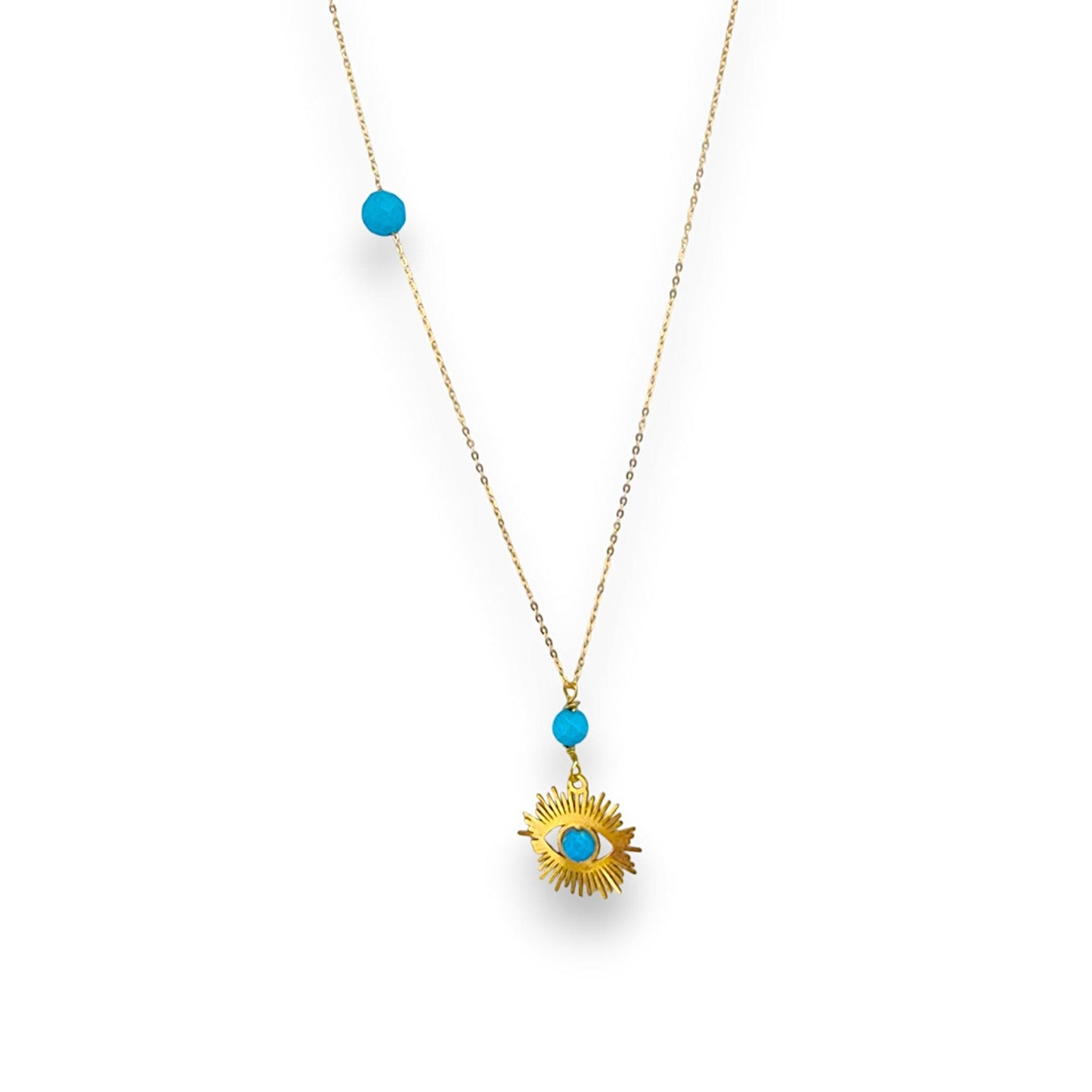 18K GOLD TURQUOISE SUNSHINE NECKLACE