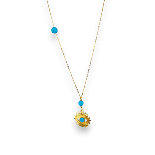 18K GOLD TURQUOISE SUNSHINE NECKLACE