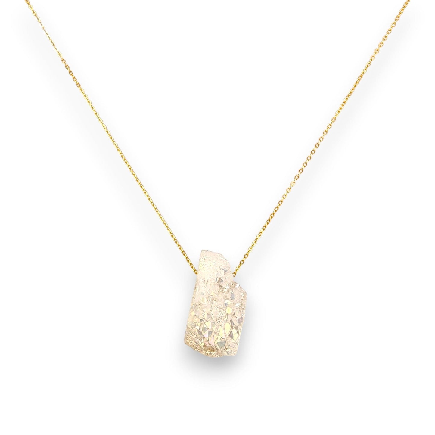 18K GOLD WHITE DRUZY NECKLACE