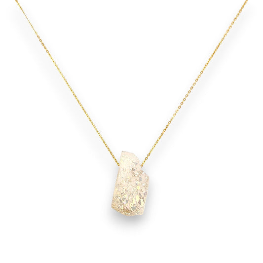 18K GOLD WHITE DRUZY NECKLACE