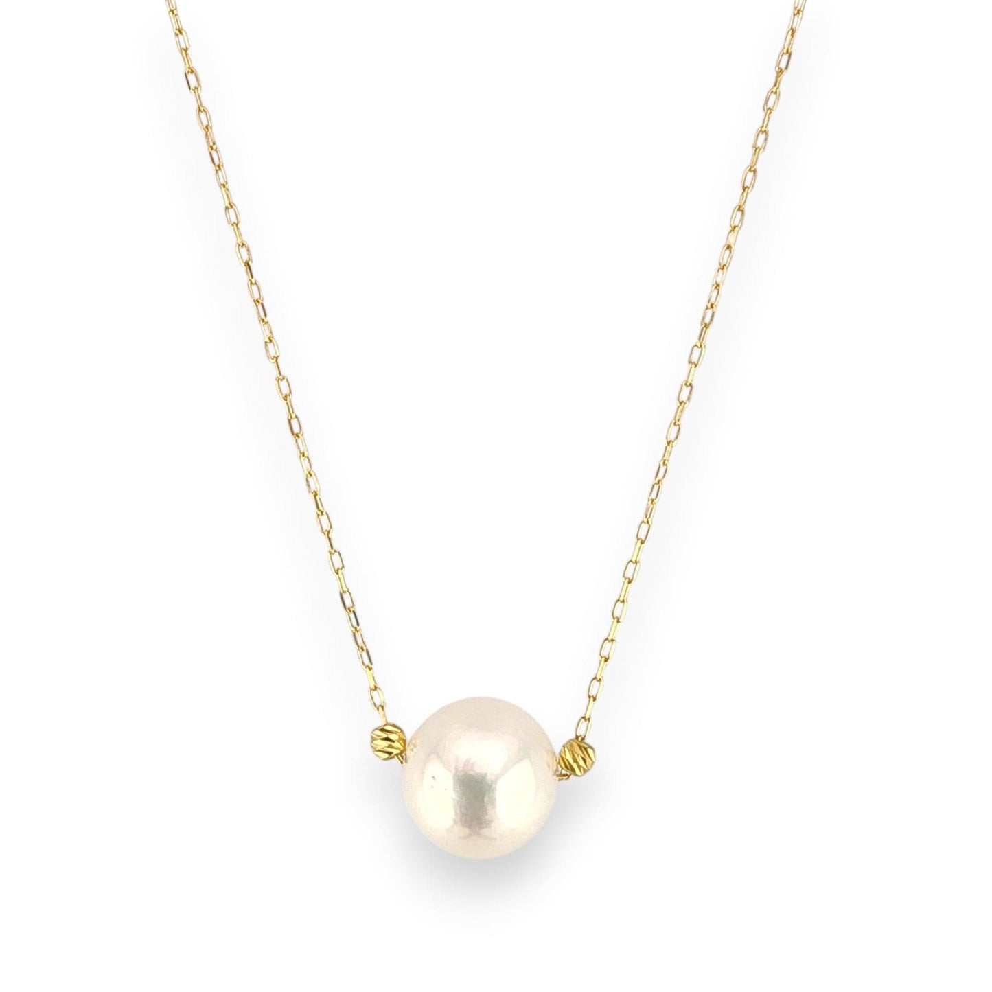 18K GOLD WHITE PEARL NECKLACE