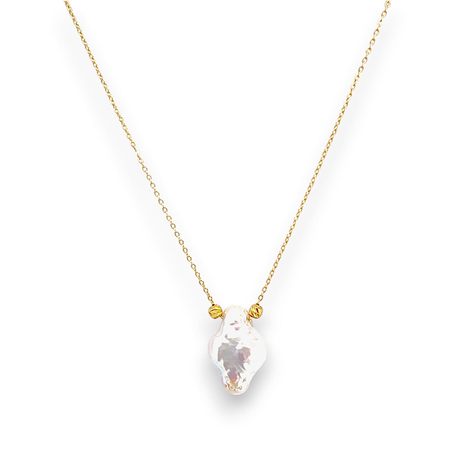 18K GOLD PEARL CROSS NECKLACE