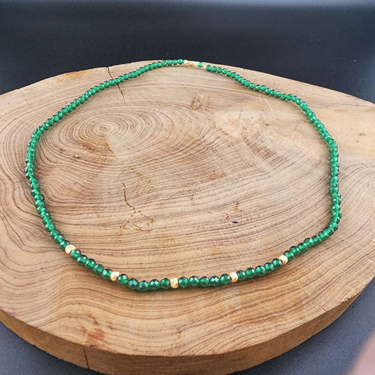 18K GOLD CRYSTAL GREEN BEADS CHOCKER